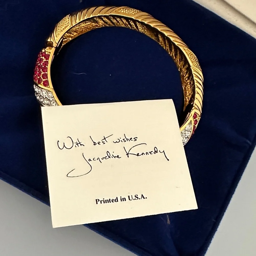 Camrose & Kross Jacqueline BouvierGold-Tone Bracelet with Red and Clear Crystals